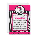 Zebra print and pink diva 3rd birthday invitation
