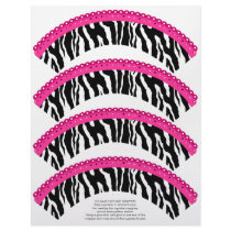Zebra Print and Pink Lace Cupcake Wrappers Letterhead Design