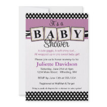 Zebra Print Baby Blocks Baby Shower Invitation