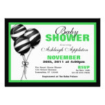 Zebra Print Balloons Green Baby Shower Invitations