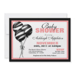 Zebra Print Balloons Pink Baby Shower Invitations