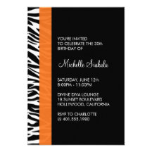 zebra print birthday party announcement