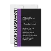 zebra print birthday party custom announcements