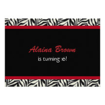 Zebra Print Birthday Party Invitations