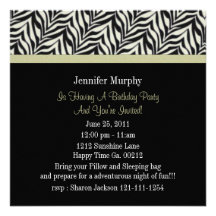 Zebra Print Birthday Party Invitations
