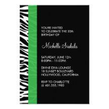 zebra print birthday party invitations
