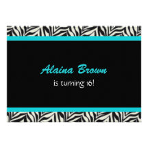 Zebra Print Birthday Party Invitations