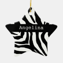 Zebra Print Christmas Personalized Name Ornament