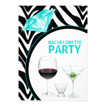 Zebra Print & Diamond Bachelorette Party Personalized Announcements