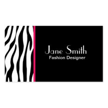 Zebra Print Fashion Designer Hair Stylist Salon Business Card Template