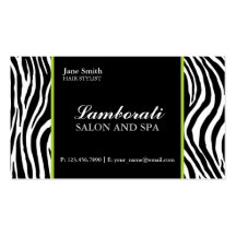 Zebra Print Fashion Hair Stylist Salon Green Business Card