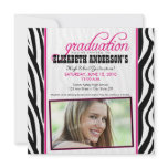 Zebra Print Graduation Announcement (fuchsia)