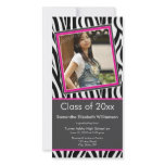 Zebra Print Graduation Photo Announcement (pink) Photo Greeting Card