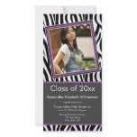 Zebra Print Graduation Photo Announcement (purple) Photo Card Template