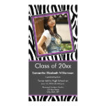 Zebra Print Graduation Photo Announcement (purple) Photo Card Template