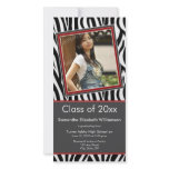 Zebra Print Graduation Photo Announcement (red) Custom Photo Card
