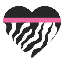 Zebra Print Heart Stickers