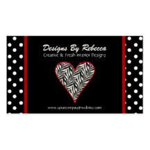 Zebra Print Heart with Polka Dots Business Card