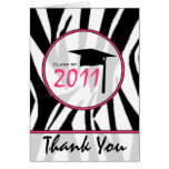 Zebra Print / Hot Pink Graduation Thank You - 2011 Greeting Cards