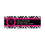 Zebra Print & Hot Pink Lace Monogram Return Address Label