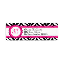 Zebra Print & Hot Pink Lace Monogram