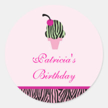 Zebra Print Ice Cream Favour Sticker