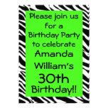 Zebra Print Lime Green Birthday Party Invitation