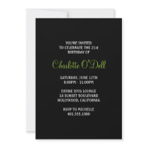 zebra print martini birthday party invite