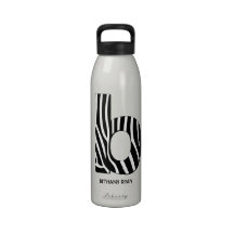 Zebra Print Monogram B Reusable Water Bottle
