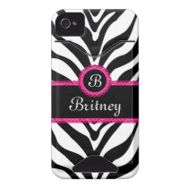 Zebra Print Monogram Name Id Iphone 4 Case