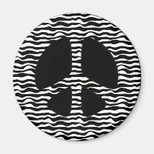 ZEBRA PRINT PEACE SIGN REFRIGERATOR MAGNETS