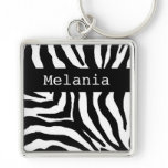 Zebra Print Personalized Name Key Chain