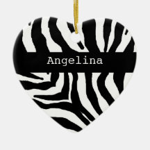 Zebra Print Personalized Name Ornament