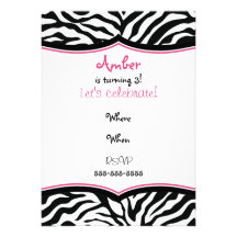 Zebra Print Photo Ready Bday Invite