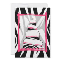 Zebra Print & Pink Birthday Party Invite