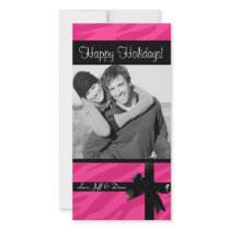 Zebra print pink christmas photocard photo card template