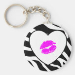 Zebra Print Pink Kiss Keychains