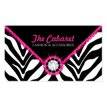 Zebra Print Pink Lace and Diamond Business Cards