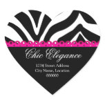 Zebra Print & Pink Lace Heart Stickers