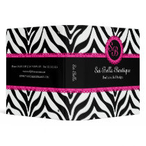 Zebra Print Pink Lace Monogram 1.5 in. Binder