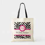 Zebra Print & Pink Lace Monogram / Initials Tote Canvas Bag