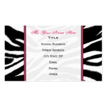 Zebra Print / Pink Teacher Fashion Business Card