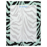 Zebra print, retro colours baby blue + black letterhead