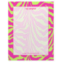 Zebra print, retro colours fuschia + lime green letterhead