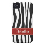 Zebra Print Skin iPhone 4 Case Mate Red Ribbon