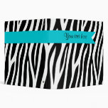 Zebra Print Teal Blue Banner Personalized 3 Ring Binders