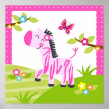 Zebra Safari Jungle Animal Nursery Wall Art Print
