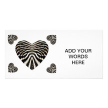 Zebra skin hearts personalized photo card