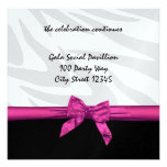 Zebra Stripe and  Pink Ribbon/ Reception Card Personalized Invitations