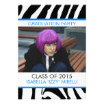 Zebra Stripe Graduation Party Invitation Blue invitations